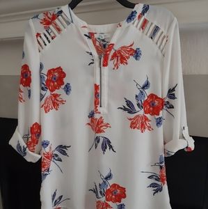 Maurice's Zip Up Floral Blouse